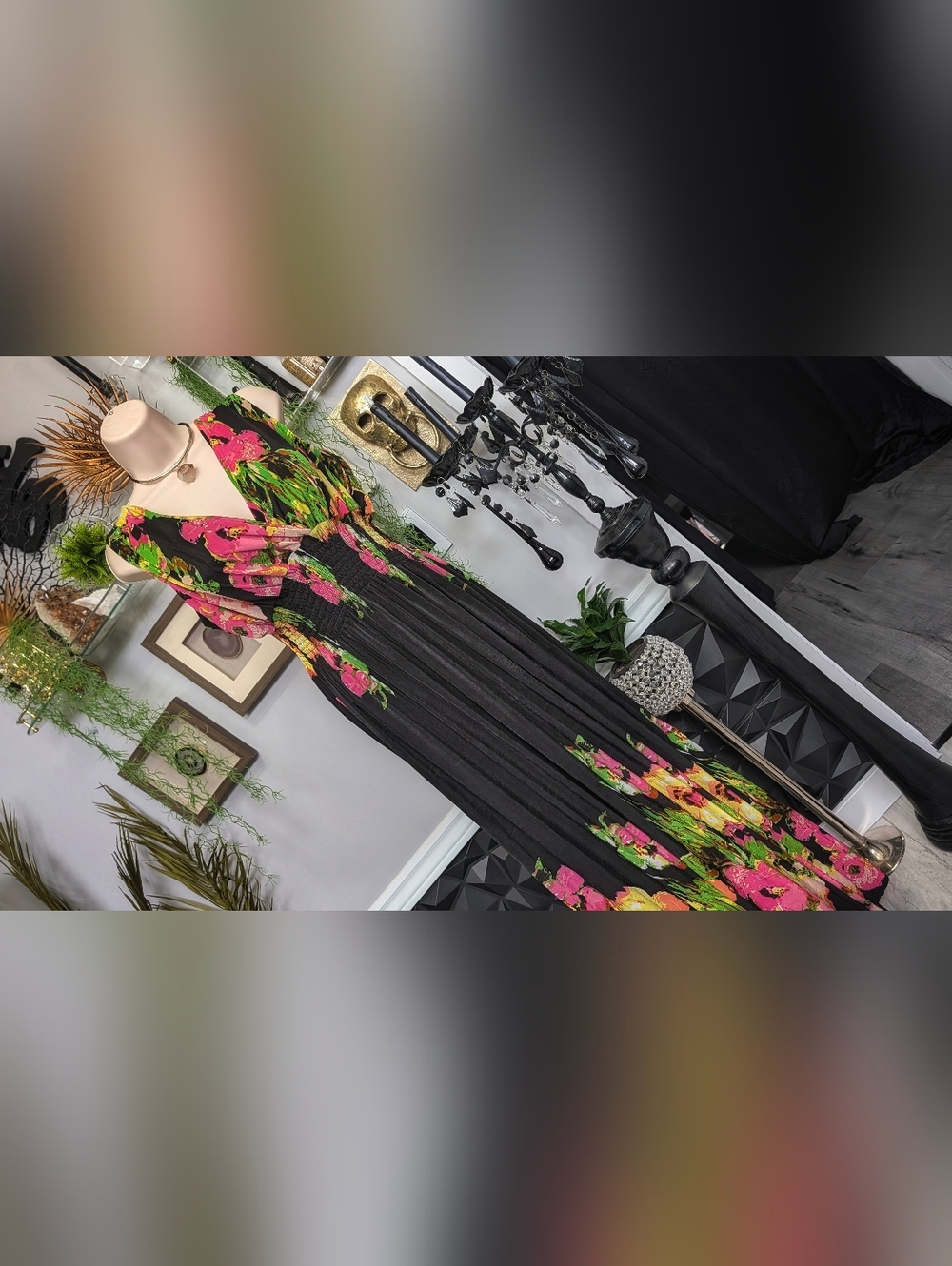 Candy Couture Black Floral Flowy Maxi Dress 2X